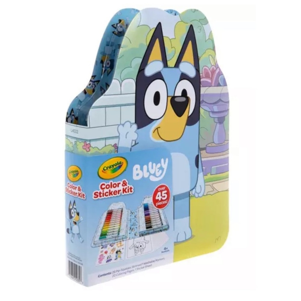 CRAYOLA BLUEY ART KIT: 26 Washable Markers, 20 Coloring Pages, 1 Sticker Sheet